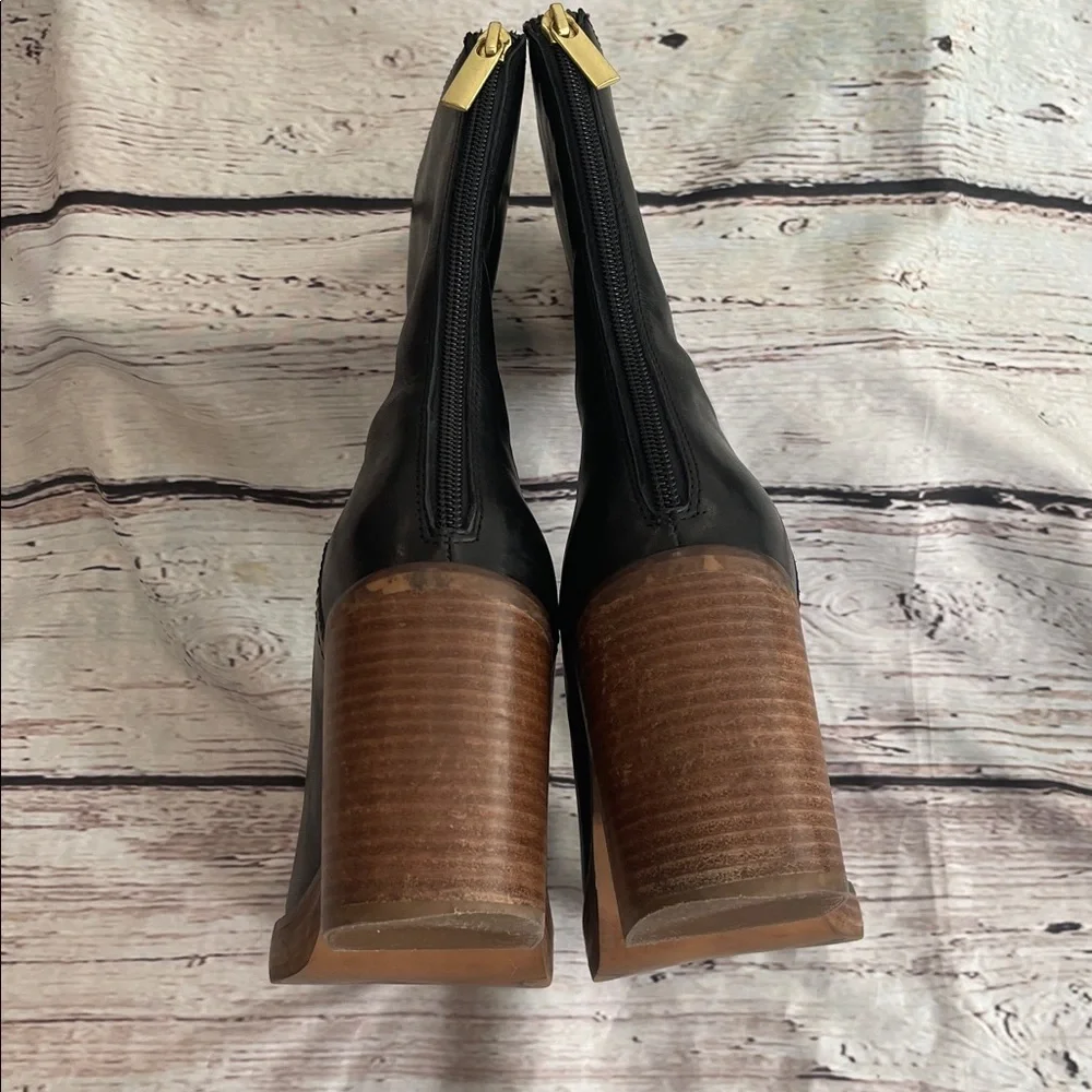 Free People Collection Black Faux Leather Heeled Booties 38.5/8.5